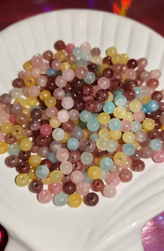 TINY COTTON CANDY QUARTZ - Glass Beads Mix (For DIY Jewellery | LIVE Show