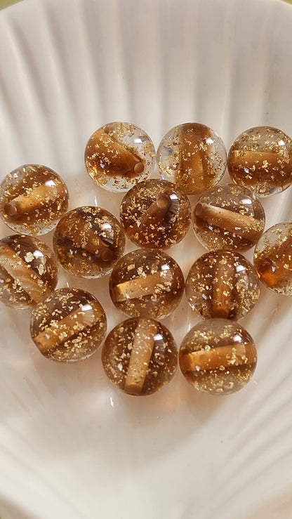 Round Resin Gold Foil Beads | DIY Craft Supplies